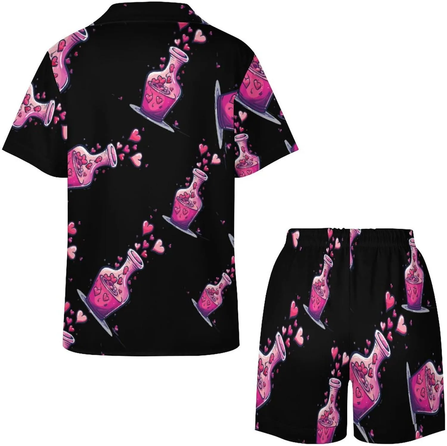 Cute And Fun Chemistry Women's Satin Pajama Set Short Sleeve Button Down Sleepwear Loungewear Pj Set