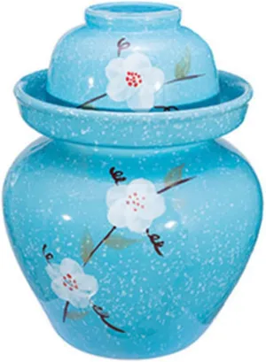 Cute Chinese Porcelain Pickling Jar, Blue Thicken Kimchi Pot with Lid Ceramic Food Storage Sealed Containers, Household Pickles Fermented Foods Turnip Cabbage Fermen 8KG