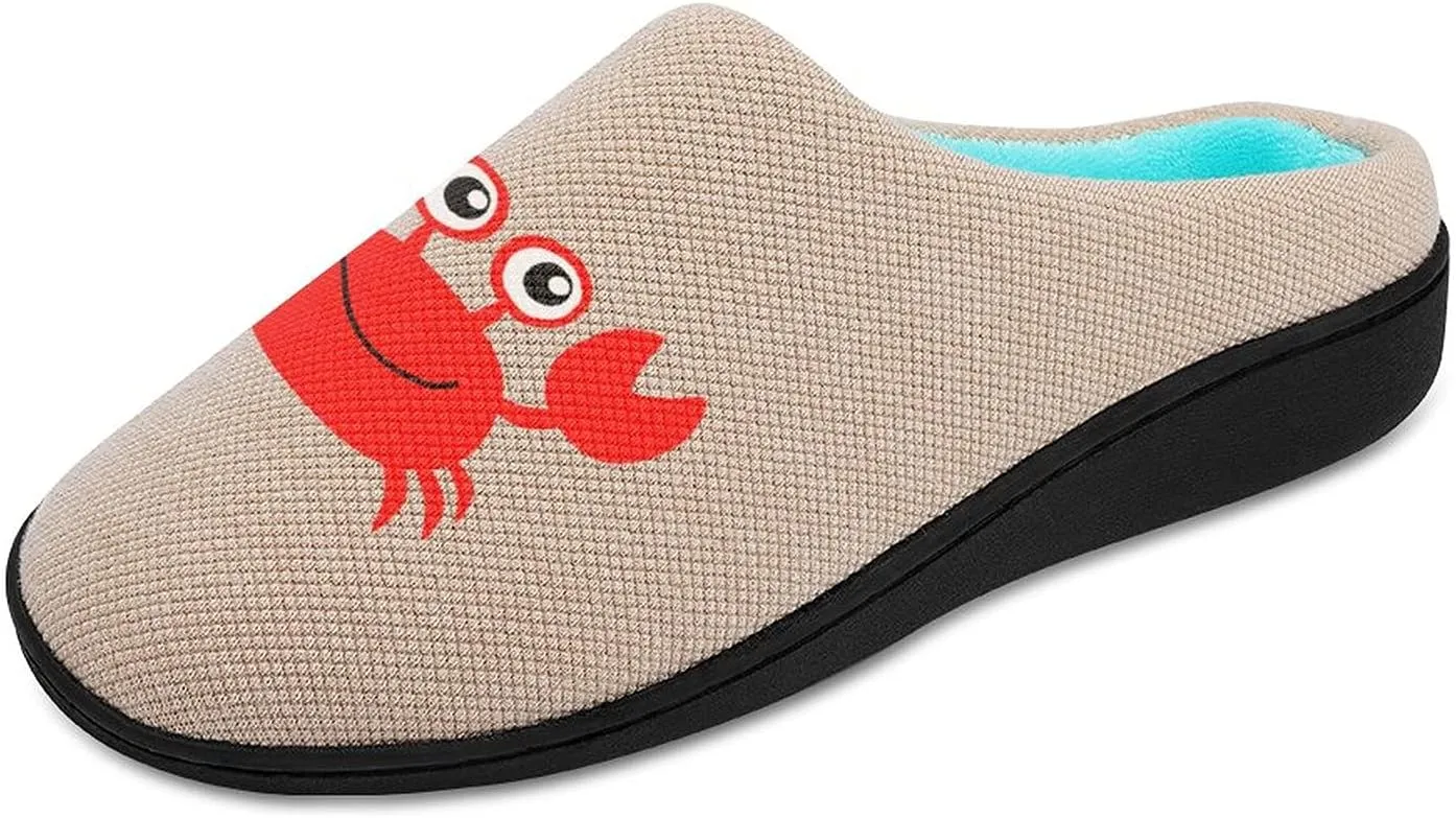 Cute Crab Women's Knitted Cotton Slippers Soft Comfort Warm House Casual Shoes