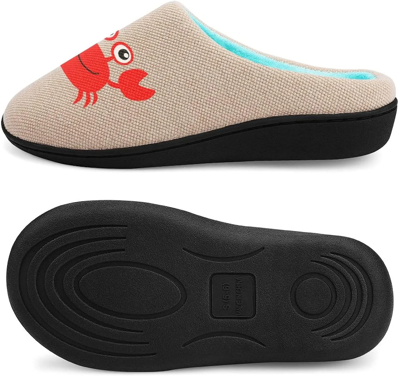 Cute Crab Women's Knitted Cotton Slippers Soft Comfort Warm House Casual Shoes