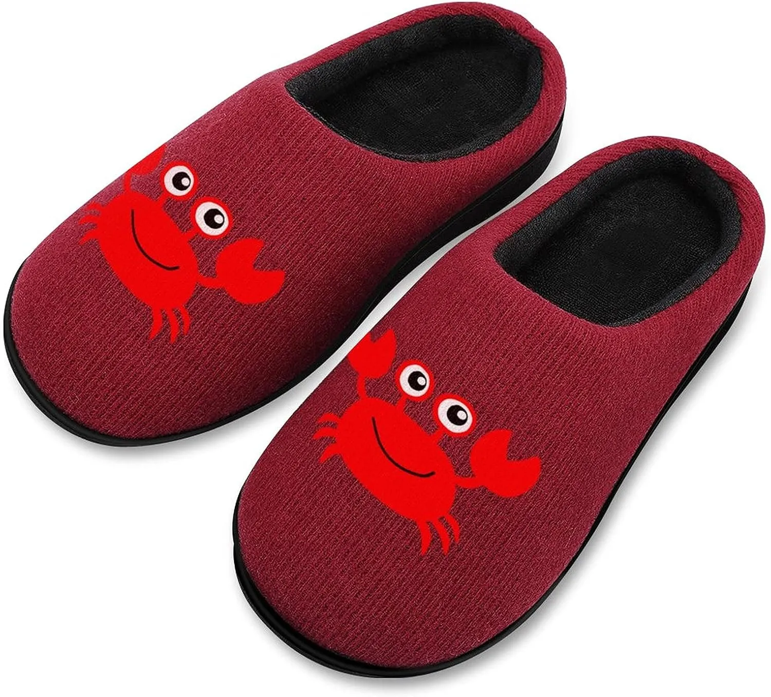 Cute Crab Women's Knitted Cotton Slippers Soft Comfort Warm House Casual Shoes