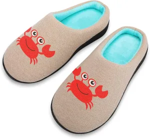 Cute Crab Women's Knitted Cotton Slippers Soft Comfort Warm House Casual Shoes