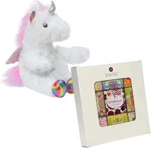 Cute Stuffed Unicorn Peek a Boo Plush and 9-Scent French Milled Botanical Soap Sampler Set