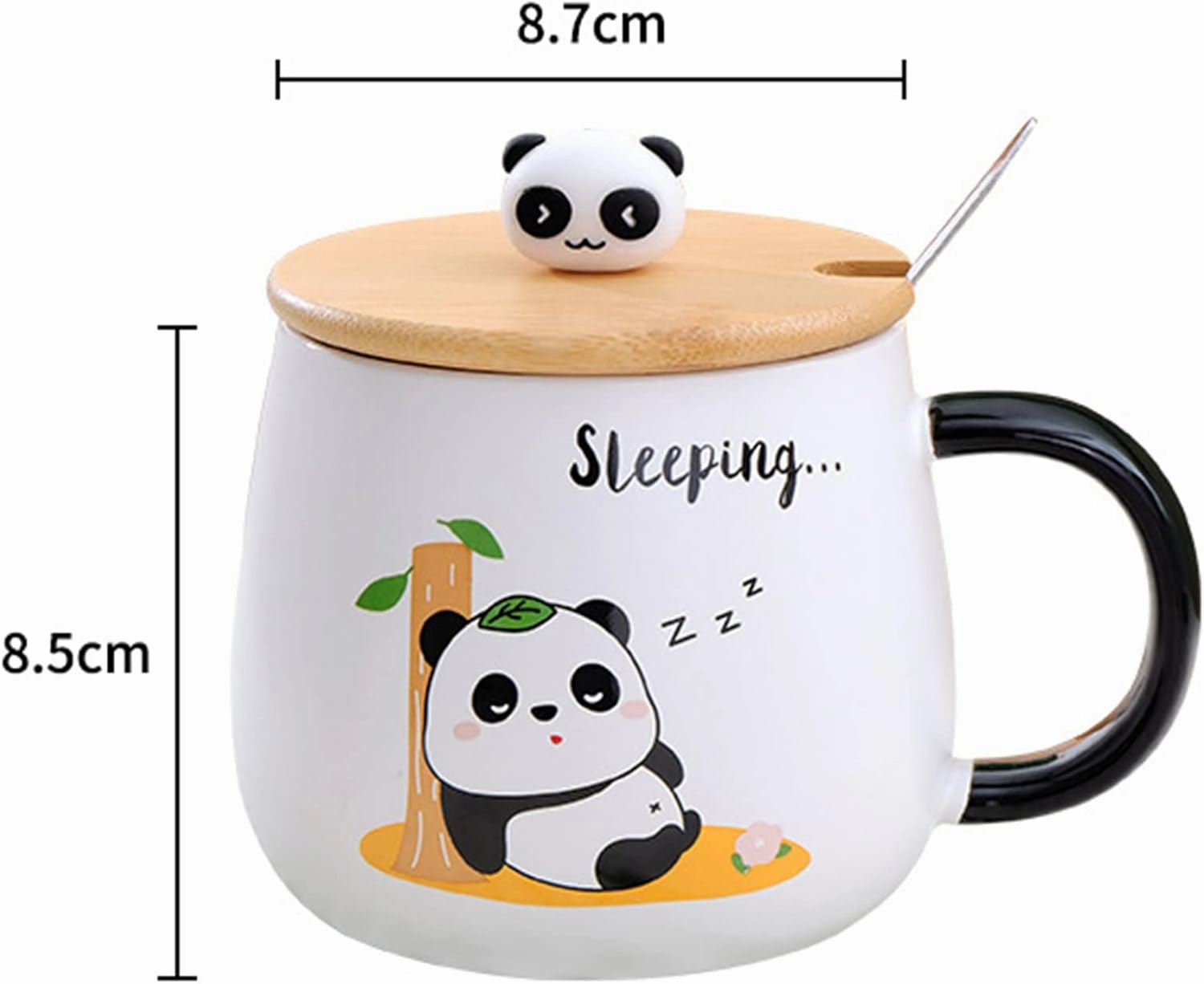 Cute Panda Coffe Mugs Gift with Lid & Spoon Panda Print Stuff Kitchen Decor 400ml Kawaii Ceramic Tea Coffee Cup 3D Animal Mug Birthday Gifts for Women Men Girls Pandas Lovers