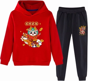 Cute Teen Girls Outfits Children's red Festive New Year Clothing for Boys and Girls in The Year of The Dragon Casual