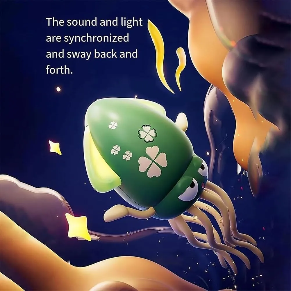 Dancing Octopus Toy, Wiggly Wonder Octopus with Smart Tentacle Explorer, Crawling Dancing Automatic Obstacle Sensor Toys, Stress Relief Gift with LED Lights & Music, Moving Dog Toy(Yellow,with Rod)