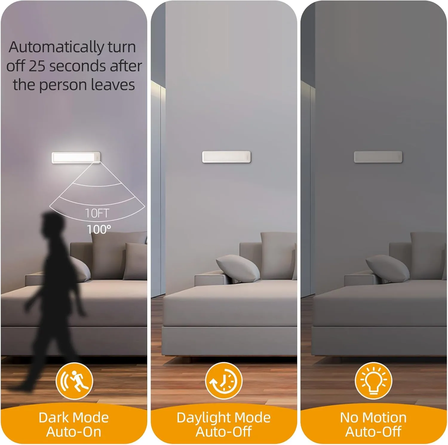 Dawnrise Under Cabinet Lights,7.8inch Motion Sensor Closet Light Indoor with Hook,Rechargeable Portable Lighting for Kitchen,Wardrobe,Closet,Bedroom,Cabinet,Storage Room,Utility Room (6000K)