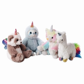 Dazmers 8" Plush Unicorn Stuffed Animal Toys, 4 Piece Cute Stuffed Animal Set, Caticorn, Pandacorn, Llamacorn, Slothicorn for Girls