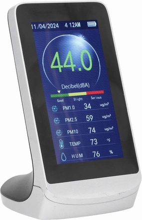 Decibel Meter & Sound Meter Wall Hanging - 30-130dB Noise, Temperature and Humidity with LCD Display for and Office Use