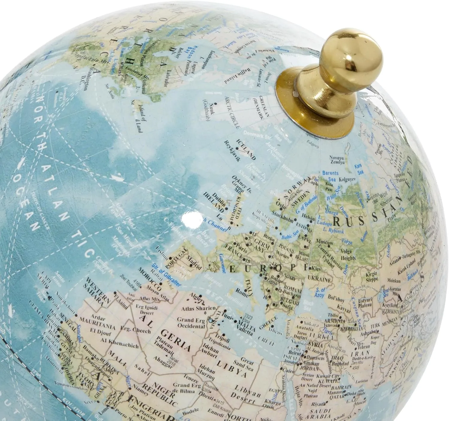 Deco 79 Aluminum Metal World Globe with Marble Base, Desk Globe 6" x 6" x 11", Blue