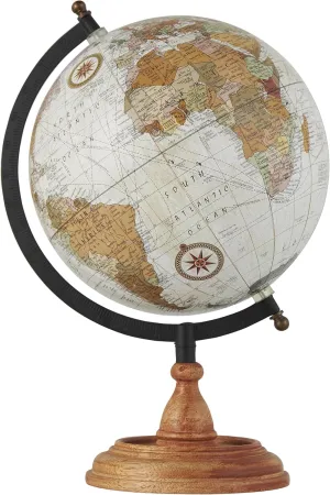 Deco 79 Mango Wood Globe with Wood Base, 9" x 8" x 13", Brown