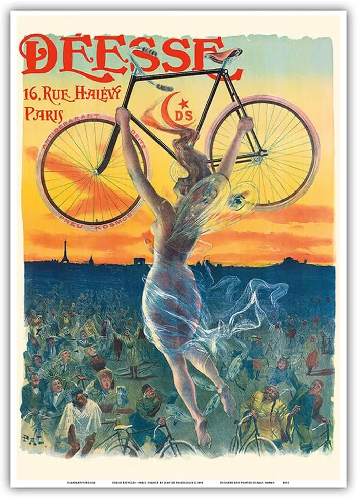 Déesse Bicycles - Paris France - Winged Goddess - Vintage Advertising Poster by Jean de Paleologue c.1898 - Master Art Print 10in x 14in