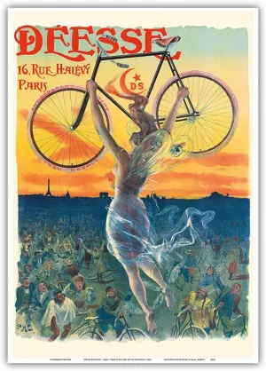 Déesse Bicycles - Paris France - Winged Goddess - Vintage Advertising Poster by Jean de Paleologue c.1898 - Master Art Print 10in x 14in