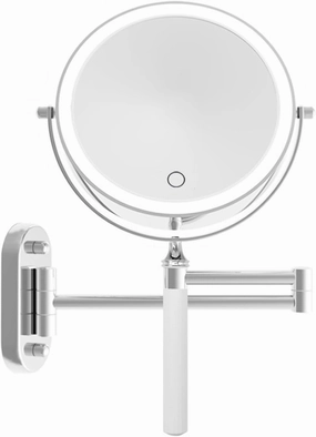 DELURA 8 Inch Bathroom Wall Mounted Makeup Mirror - 1X/10X Magnifying Mirror Extendable Wall Mirror for Teen Girls, Women