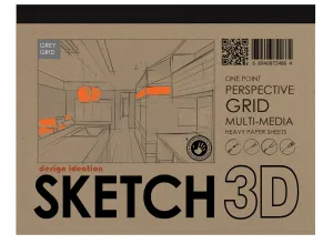Design Ideation PERSPECTIVE GRID PAD. Removable Sheet. Multi-Media. 1 Point. Grey. (8.5" x 11") PAD-2550-TS