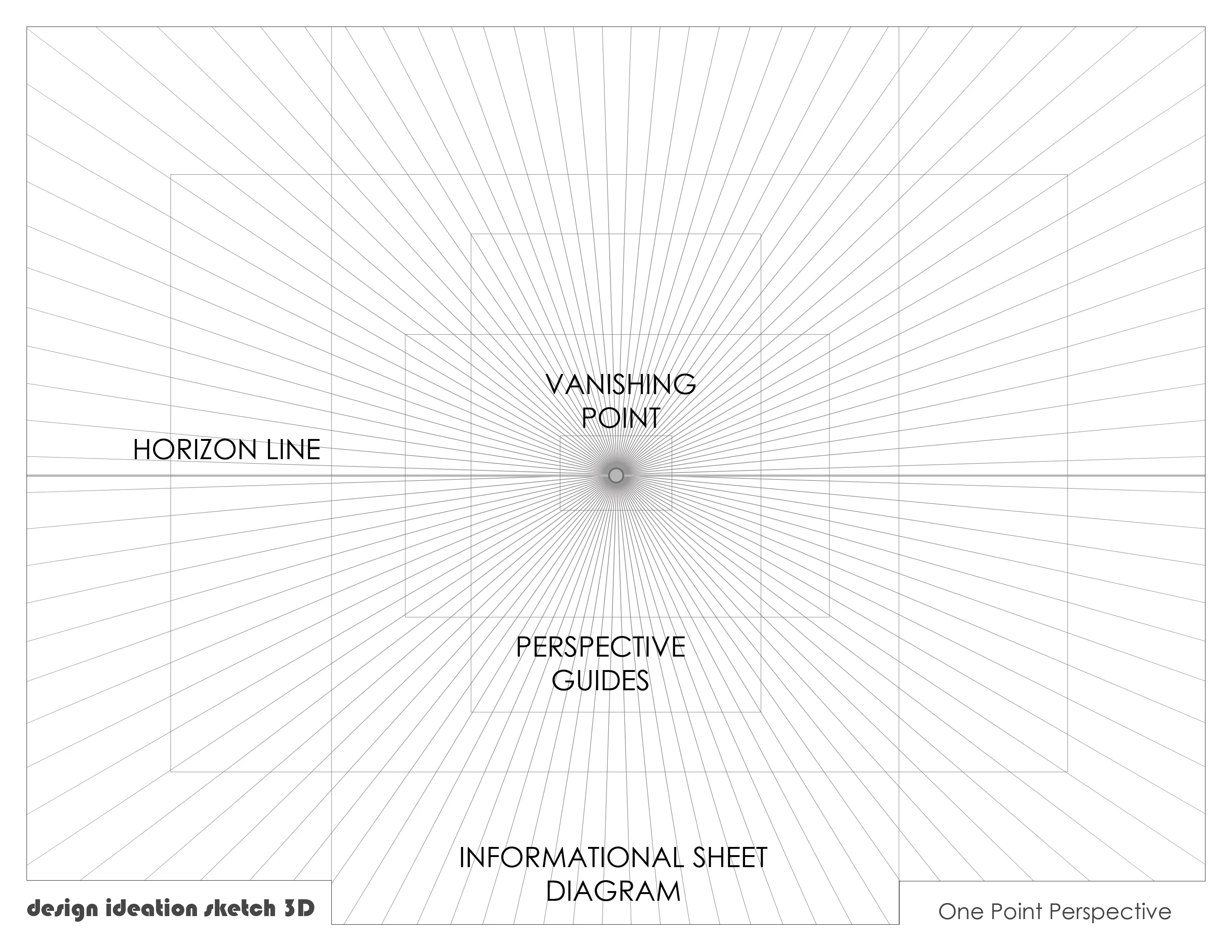 Design Ideation PERSPECTIVE GRID PAD. Removable Sheet. Multi-Media. 1 Point. Grey. (8.5" x 11") PAD-2550-TS