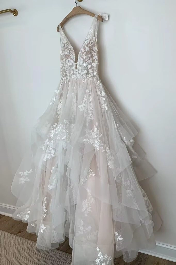 Dessiny Boho Wedding Dresses for Bride with Slit Lace Appliques Long Sleeve Mermaid Bridal Dresses for Wedding 2025 DE08