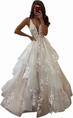 Dessiny Boho Wedding Dresses for Bride with Slit Lace Appliques Long Sleeve Mermaid Bridal Dresses for Wedding 2025 DE08