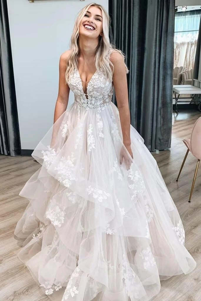 Dessiny Boho Wedding Dresses for Bride with Slit Lace Appliques Long Sleeve Mermaid Bridal Dresses for Wedding 2025 DE08