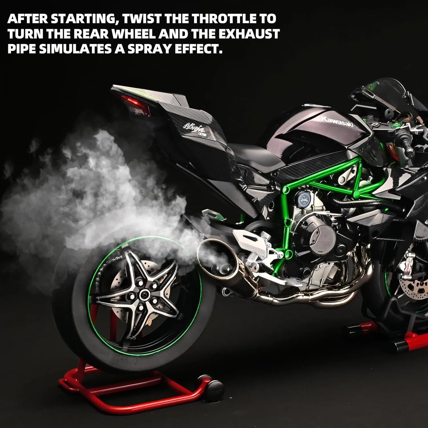 Die Cast Motorcycle 1:6 Scale for Kawasaki H2R Motorcycle Alloy Racing Motorcycles Model Power Kawasaki Ninja H2R Toy Motorcycles Collection H2R Kawasaki Model Motorcycles（Carbon Fiber Black）