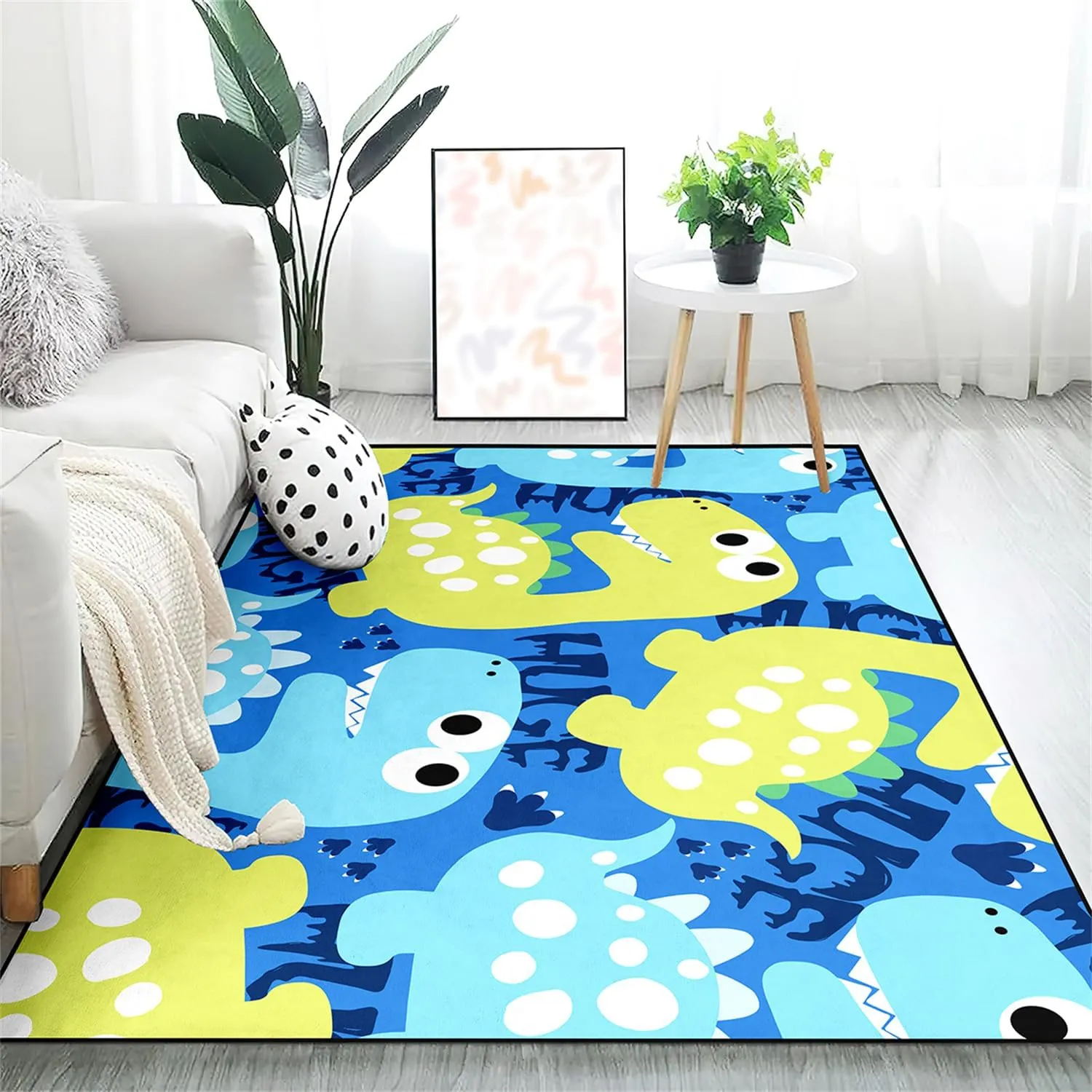 Dinosaur Rug - Cartoon Dinosaur Rugs for Boys Bedroom Cute Dino Carpet for Boys Girls Room Decor Kids Animal Print Carpet for Living Room Floor Mats, 2.5x4 Feet