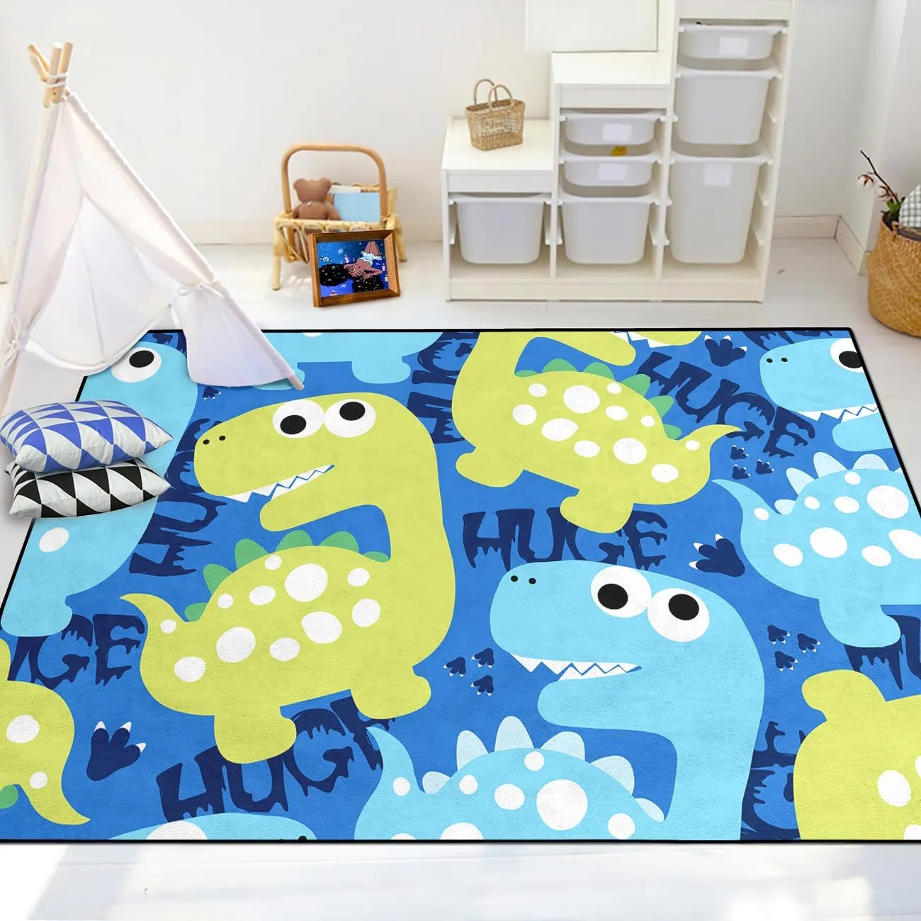 Dinosaur Rug - Cartoon Dinosaur Rugs for Boys Bedroom Cute Dino Carpet for Boys Girls Room Decor Kids Animal Print Carpet for Living Room Floor Mats, 2.5x4 Feet