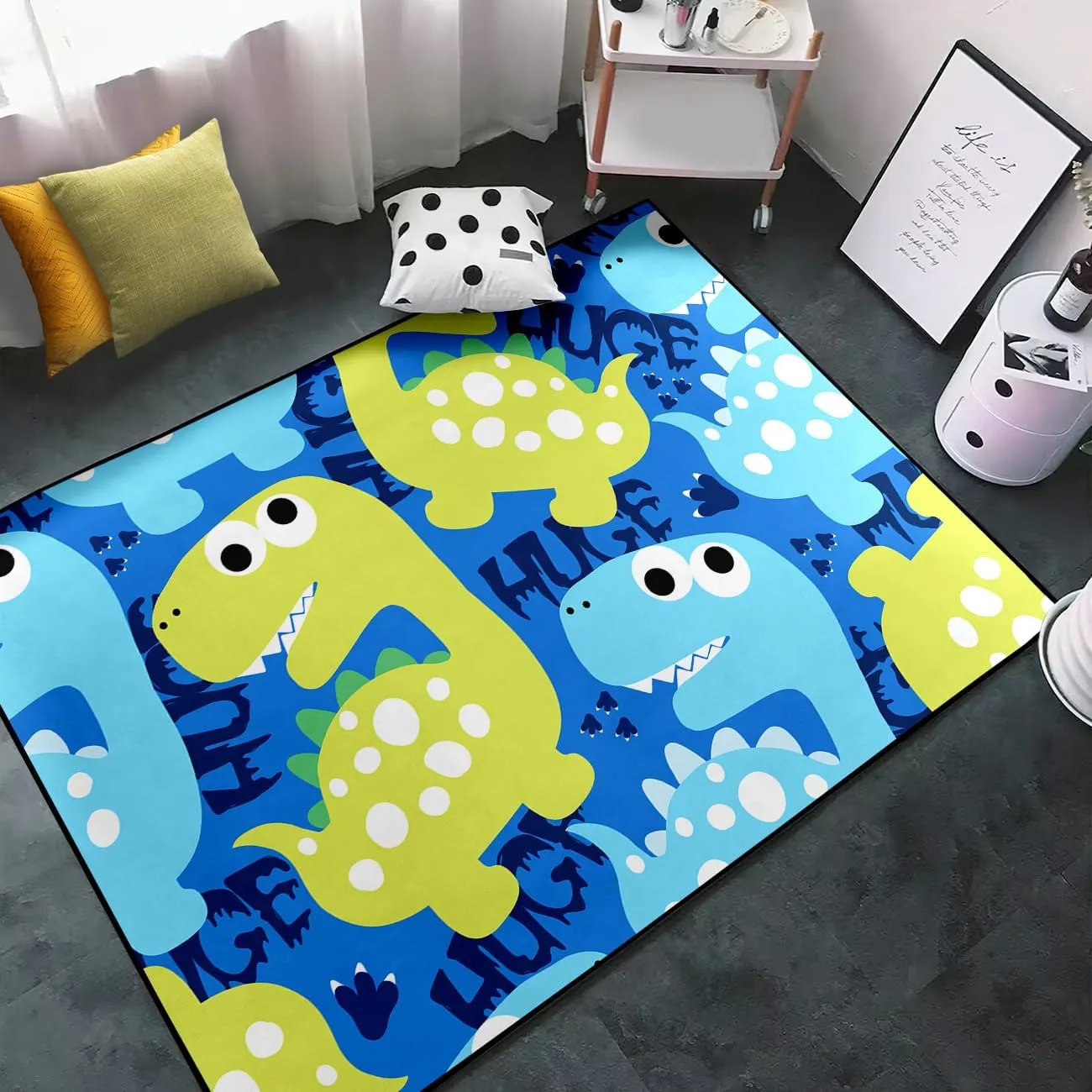Dinosaur Rug - Cartoon Dinosaur Rugs for Boys Bedroom Cute Dino Carpet for Boys Girls Room Decor Kids Animal Print Carpet for Living Room Floor Mats, 2.5x4 Feet