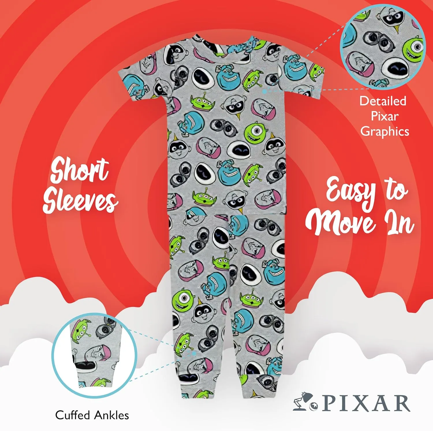 Disney Boys' 4-Piece Snug-fit Cotton Pajama Set, Soft & Cute for Kids