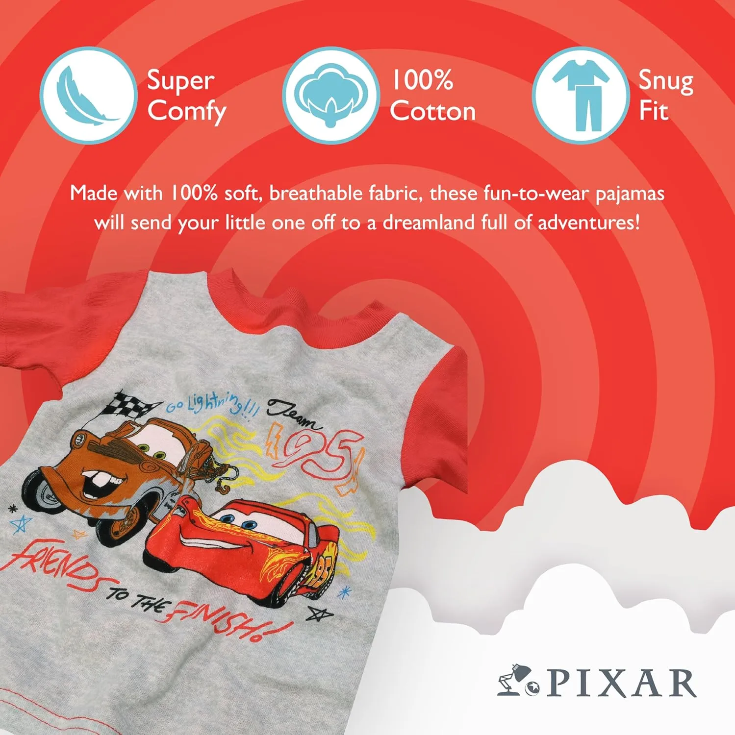 Disney Boys' 4-Piece Snug-fit Cotton Pajama Set, Soft & Cute for Kids