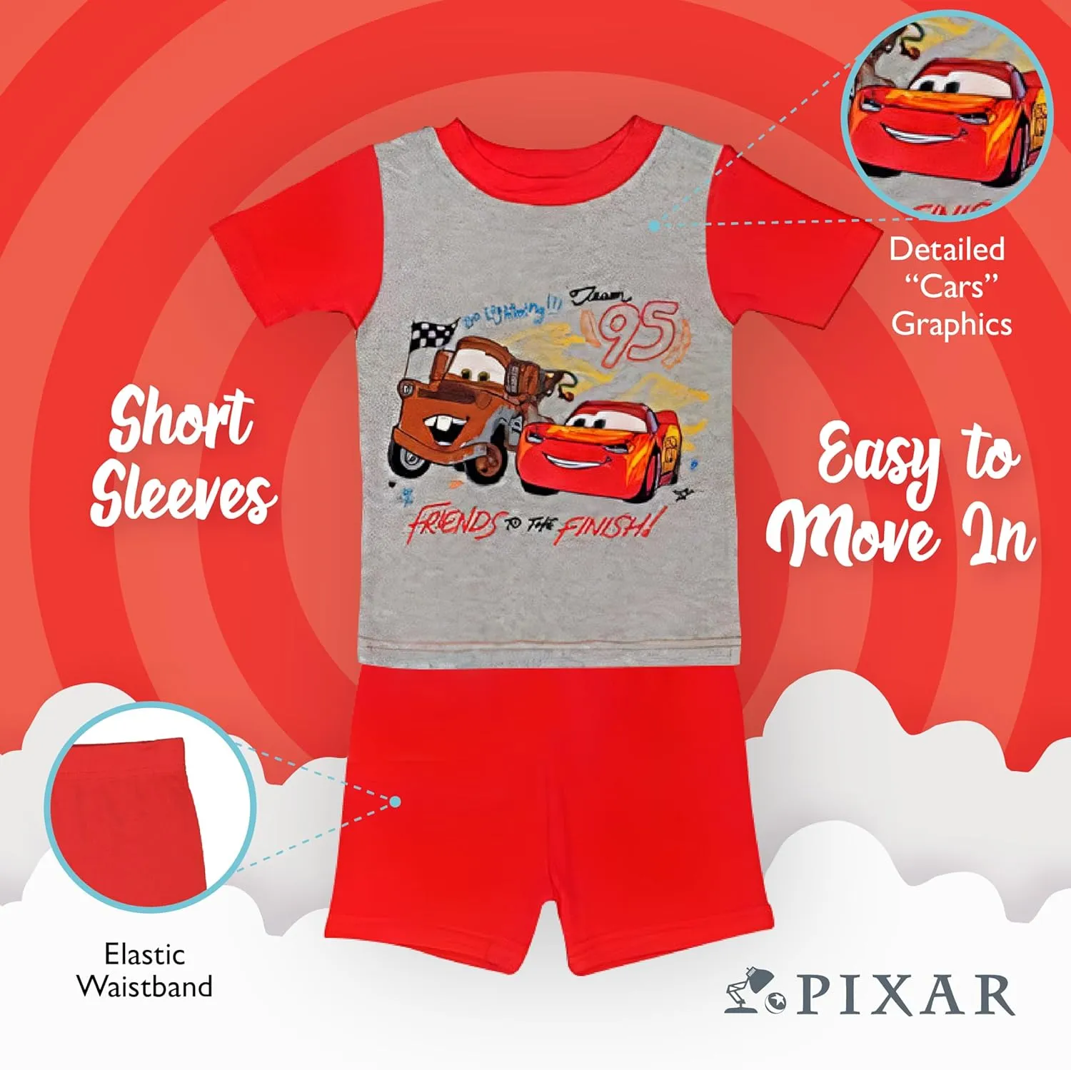 Disney Boys' 4-Piece Snug-fit Cotton Pajama Set, Soft & Cute for Kids