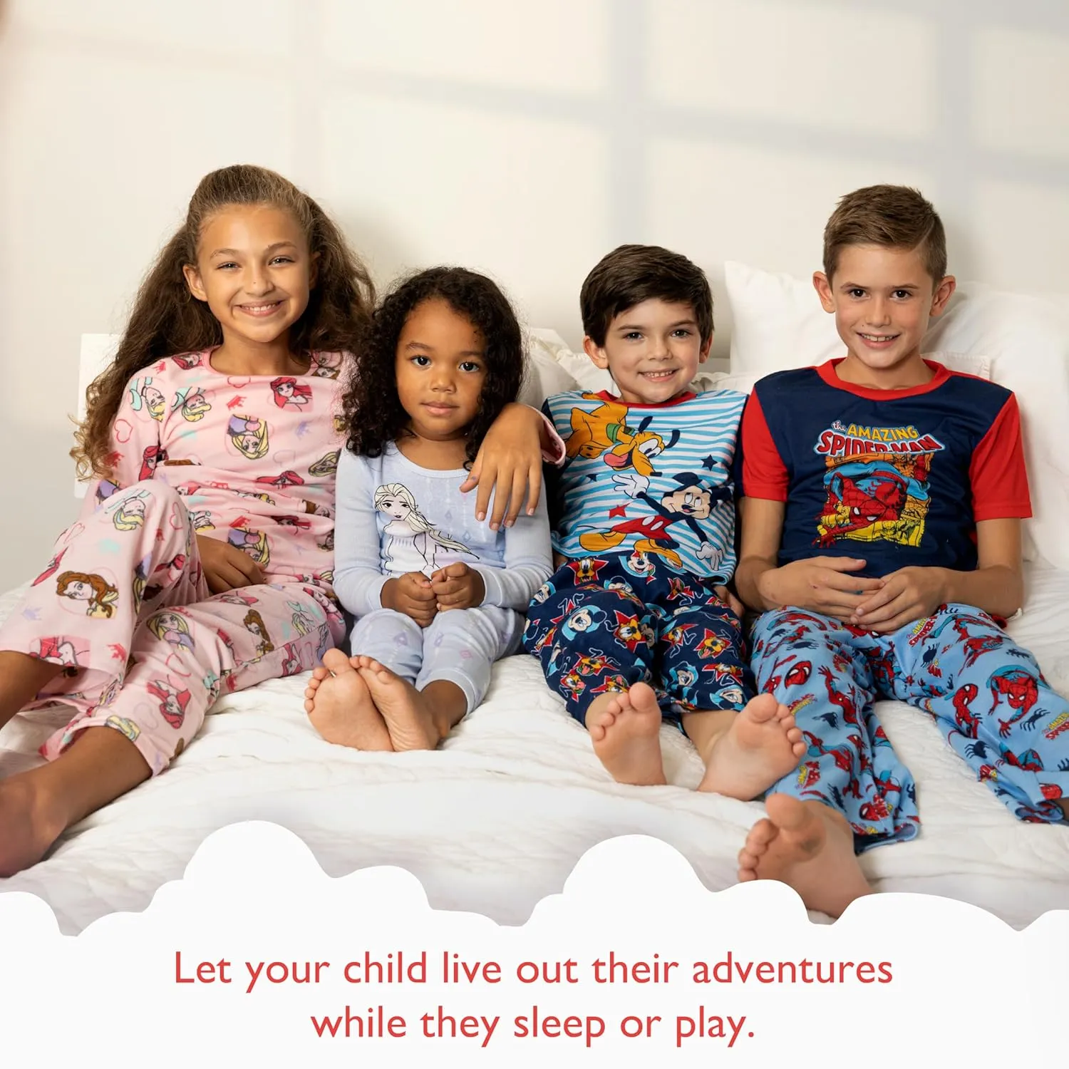 Disney Boys' 4-Piece Snug-fit Cotton Pajama Set, Soft & Cute for Kids