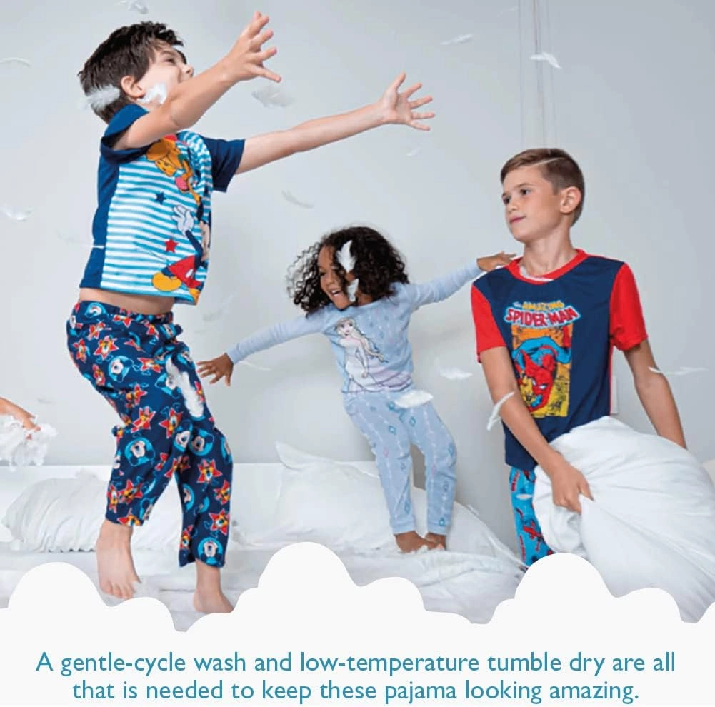 Disney Boys' 4-Piece Snug-fit Cotton Pajama Set, Soft & Cute for Kids