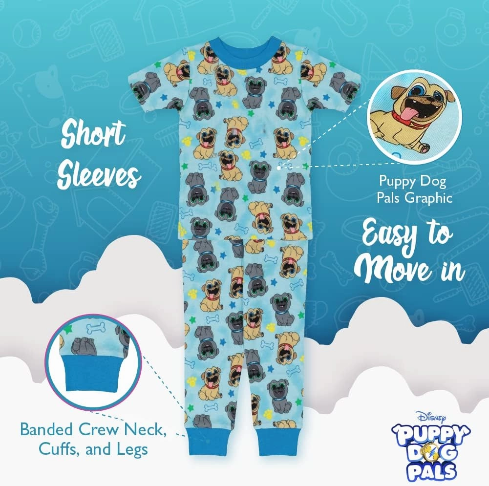 Disney Boys' 4-Piece Snug-fit Cotton Pajama Set, Soft & Cute for Kids