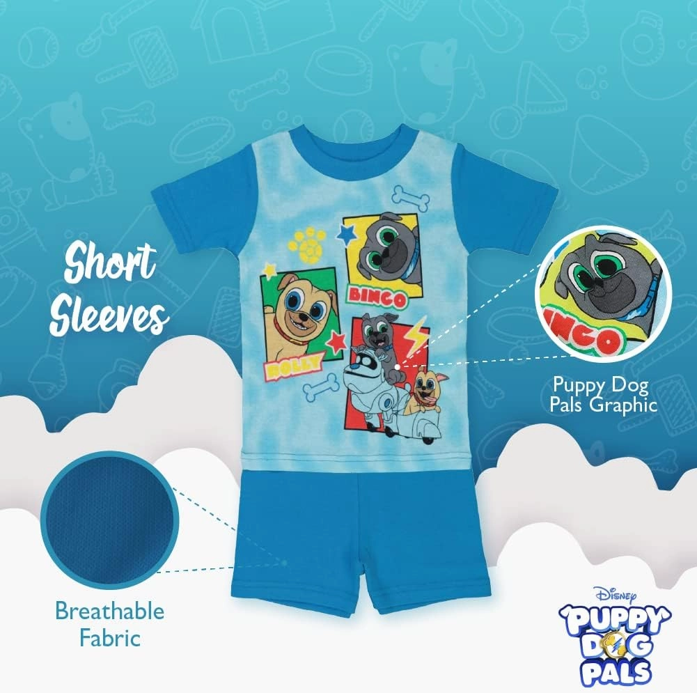 Disney Boys' 4-Piece Snug-fit Cotton Pajama Set, Soft & Cute for Kids