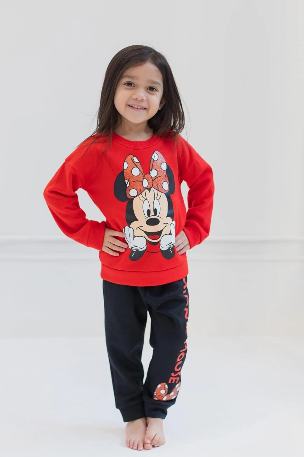 Disney Minnie Mouse Fleece Sweatshirt and Pants Outfit Set Newborn to Big Kid Sizes (Newborn - 14-16)