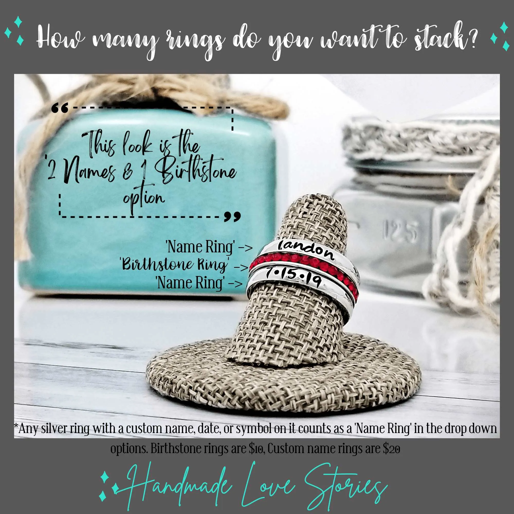 Dog Mom Rings,  Pet Name Jewelry, Dog Name Ring, Stacking Birthstone Ring, Personalize Jewelry, Custom Pet Jewelry, Stackable Name Rings