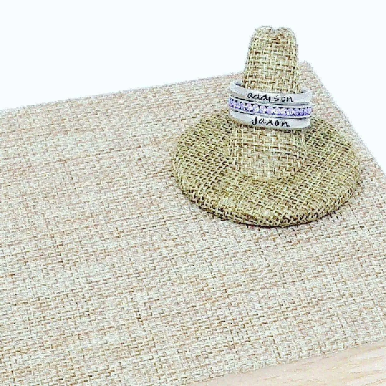 Dog Mom Rings,  Pet Name Jewelry, Dog Name Ring, Stacking Birthstone Ring, Personalize Jewelry, Custom Pet Jewelry, Stackable Name Rings