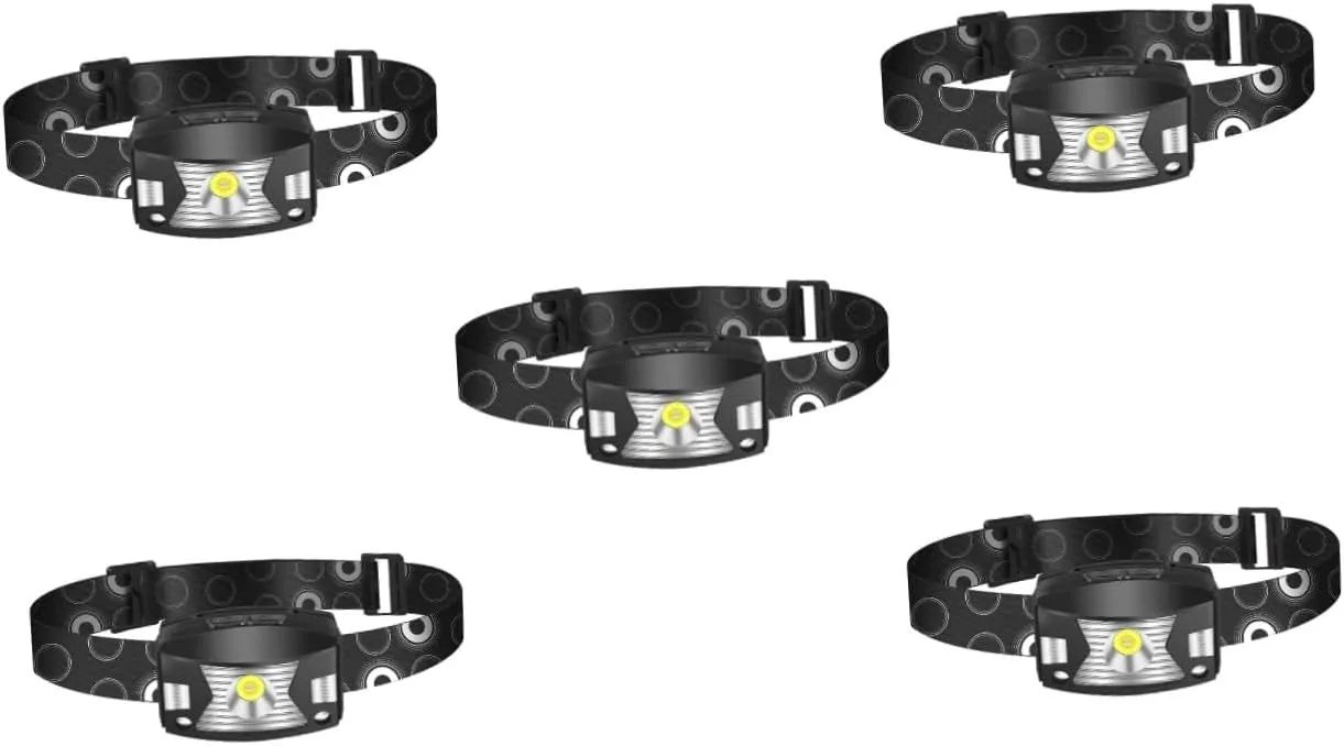 DOITOOL 5sets Rechargeable Led Headlamp Brightness Motion Sensor Headlight Wide-beam for Night Running Camping Fishing Cycling Comfortable Headband Light for Outdoor Activities