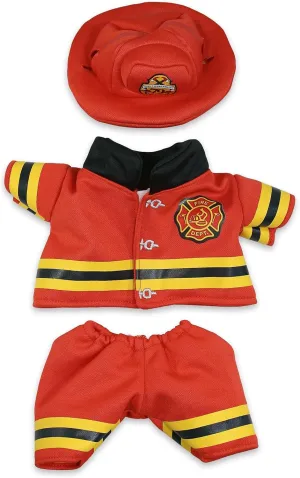 DolliBu Firefighter Dress Up with Holes in Helmet Set for Teddy Bear Plush Toy - Firefighter Hat and Stuffed Animal Clothes Set, Teddy Bear Costume Set with Fireman Helmet, Jacket and Pants - Large