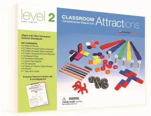 Dowling Magnets Classroom Attractions Comprehensive Magnet Lab: Level 2, Grades 1-3 (Ages 6-9). Classroom Magnets/Science Kit/STEM Kit/Kids Magnets for Classroom/Science Experiments. Item 731302.