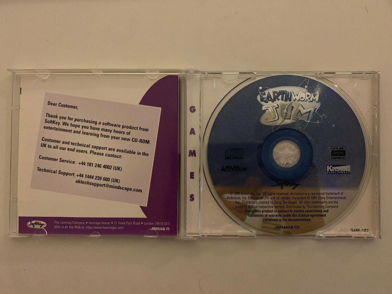 Earthworm Jim PC 1994 CDROM Activision Vintage Retro Action Platformer Game
