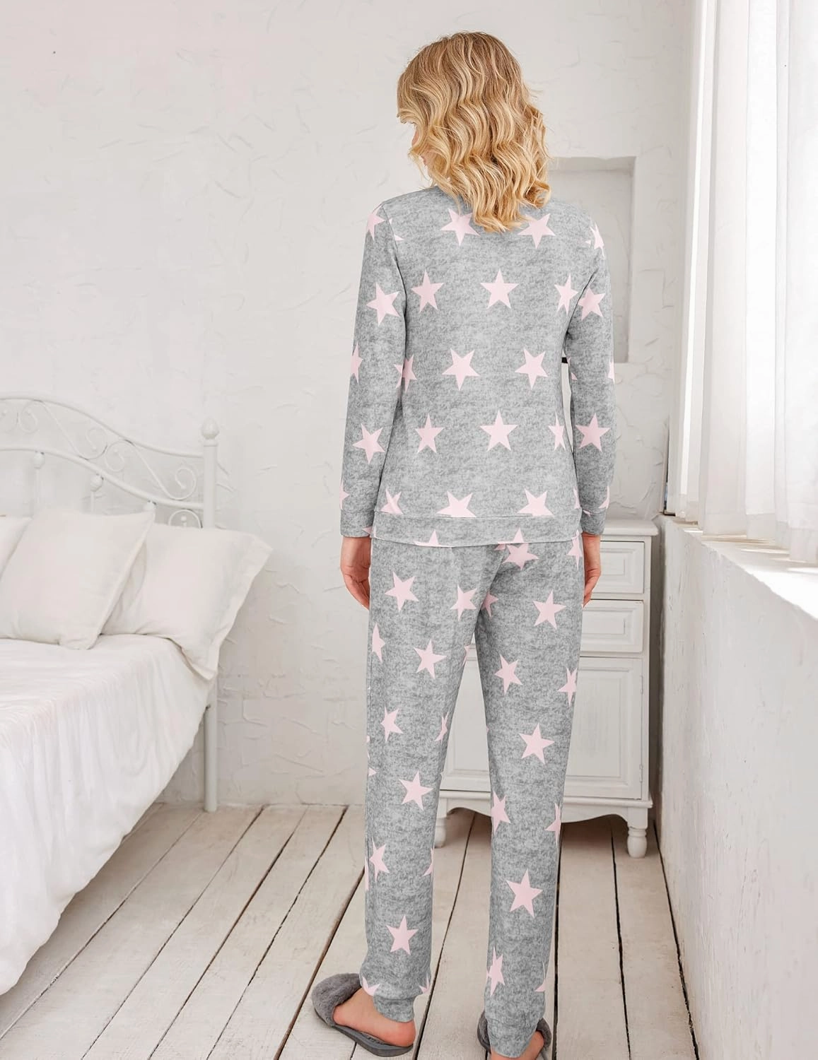 Ekouaer Womens Jogger Pajama Sets Long Sleeve Sleepwear Round Neck Nightwear Soft Pjs Lounge Sets with Pockets