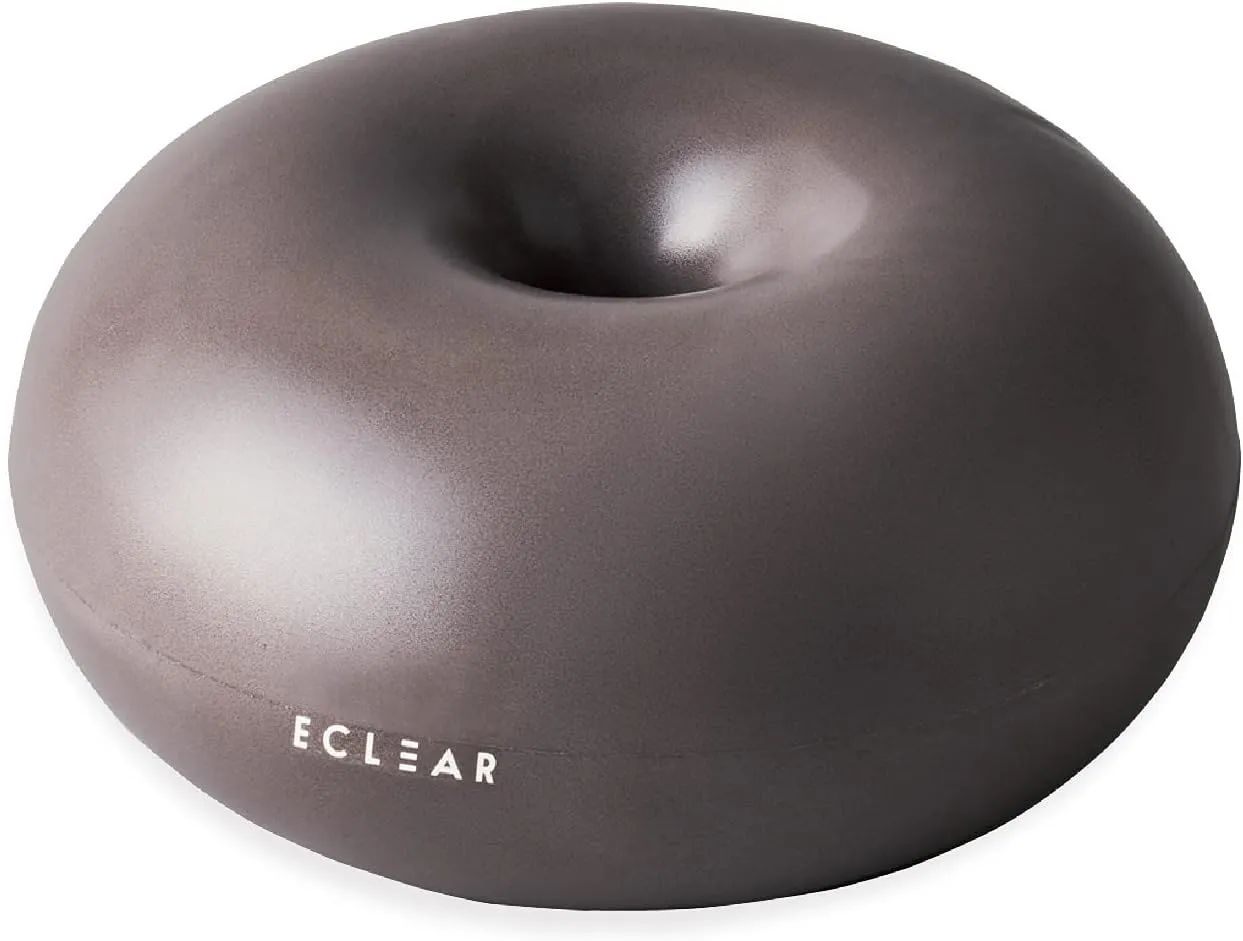 Elecom HCF-BBDMGY Balance Ball, 17.7 inches (45 cm), Eclear Sports Donut Type, Medium, No Rolling, Pump Included, Gray