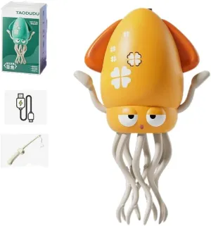 Electric Crawling Octopus Toy, Crawling Dancing Automatic Obstacle Avoidance Octopus Sensor Toy, Magic Creative Crazy Dancing Octopuses Toys with LED for Baby Sensory Development(Yellow(Fishing Rod))