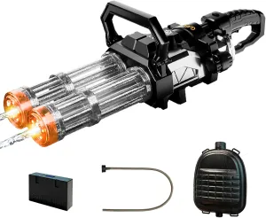Electric Gatling Water Gun for Adults, Long Range Water Gun with LED Lights, Outdoor Squirt Gun with Backpack Water Tank, Shooting Range 32 FT  Strongerst Water Blaster for Kids & Adults Gray