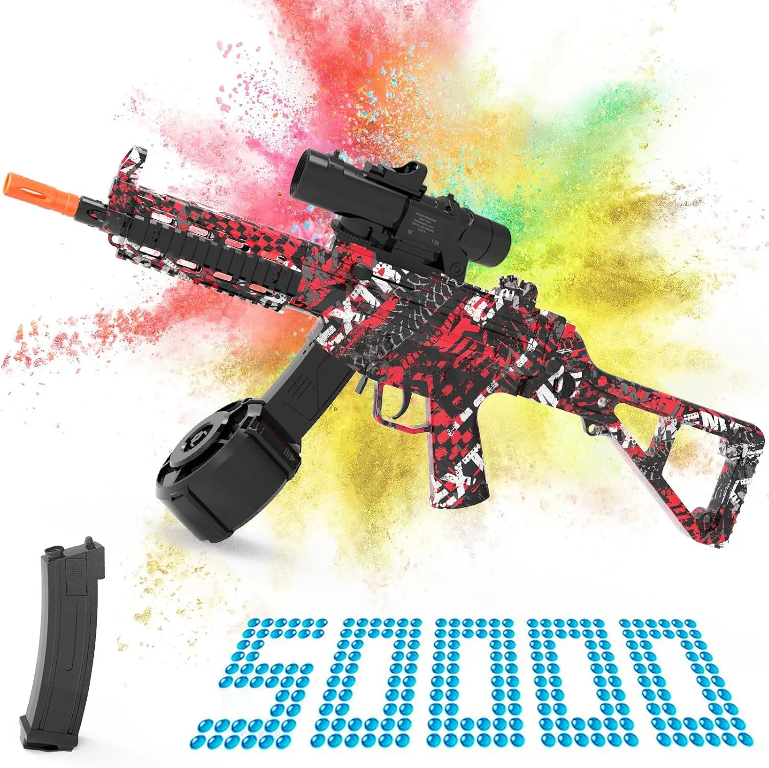 Electric Gel Ball Blaster, Automatic Blaster Splatter Toy Dual Mode, Rechargeable Splatter Ball Toys for Outdoor Team Shooting Game Party Favors Ages 14  Years Old, Red