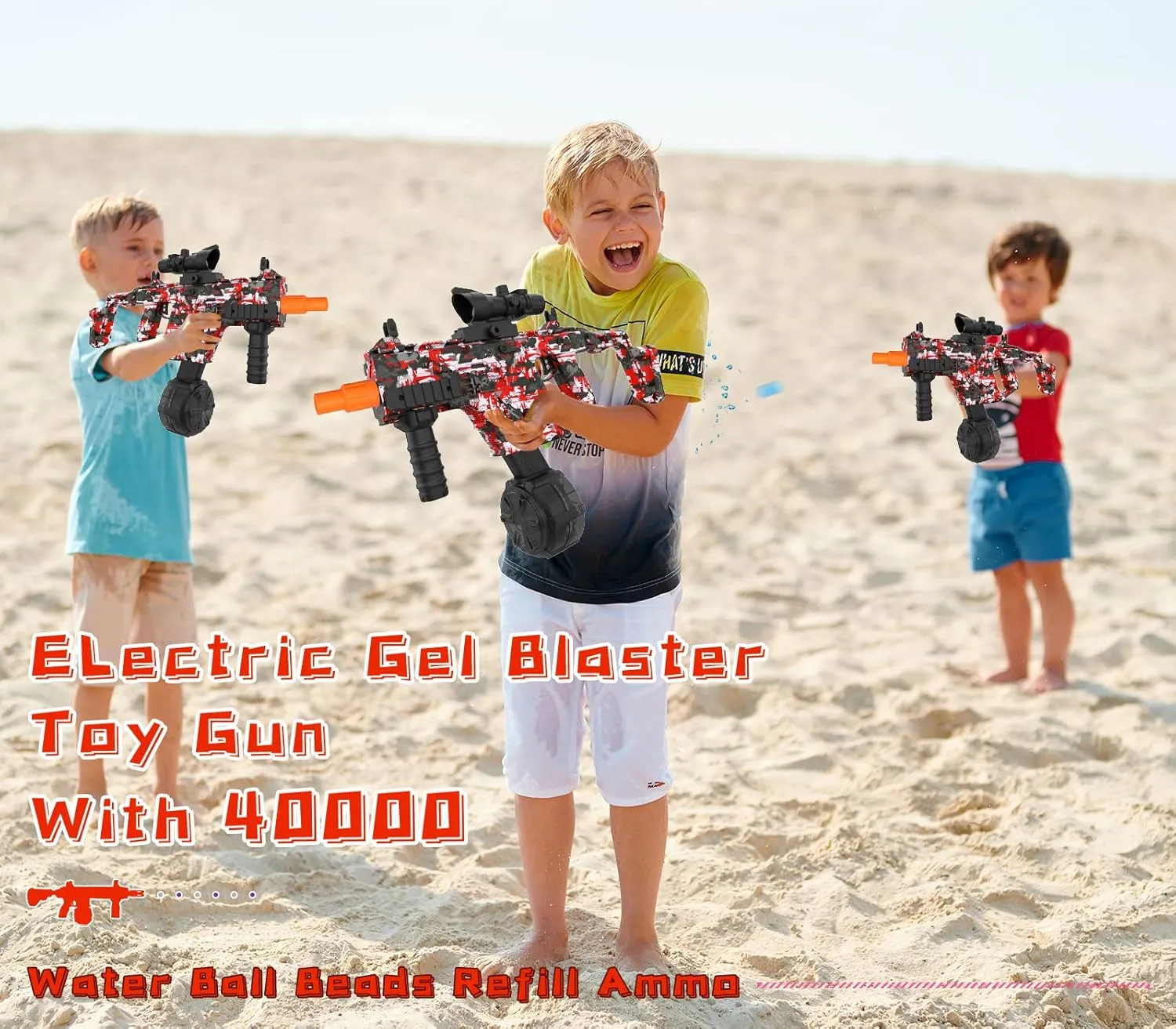 Electric Gel Ball Blaster, High Speed Automatic Splatter Ball Blaster with 40000  and Goggles, JIFTOK Rechargeable Splatter Ball Toys for Outdoor Activities Shooting Game Party Favors-Red