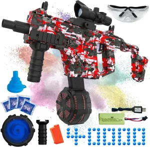 Electric Gel Ball Blaster, High Speed Automatic Splatter Ball Blaster with 40000  and Goggles, JIFTOK Rechargeable Splatter Ball Toys for Outdoor Activities Shooting Game Party Favors-Red