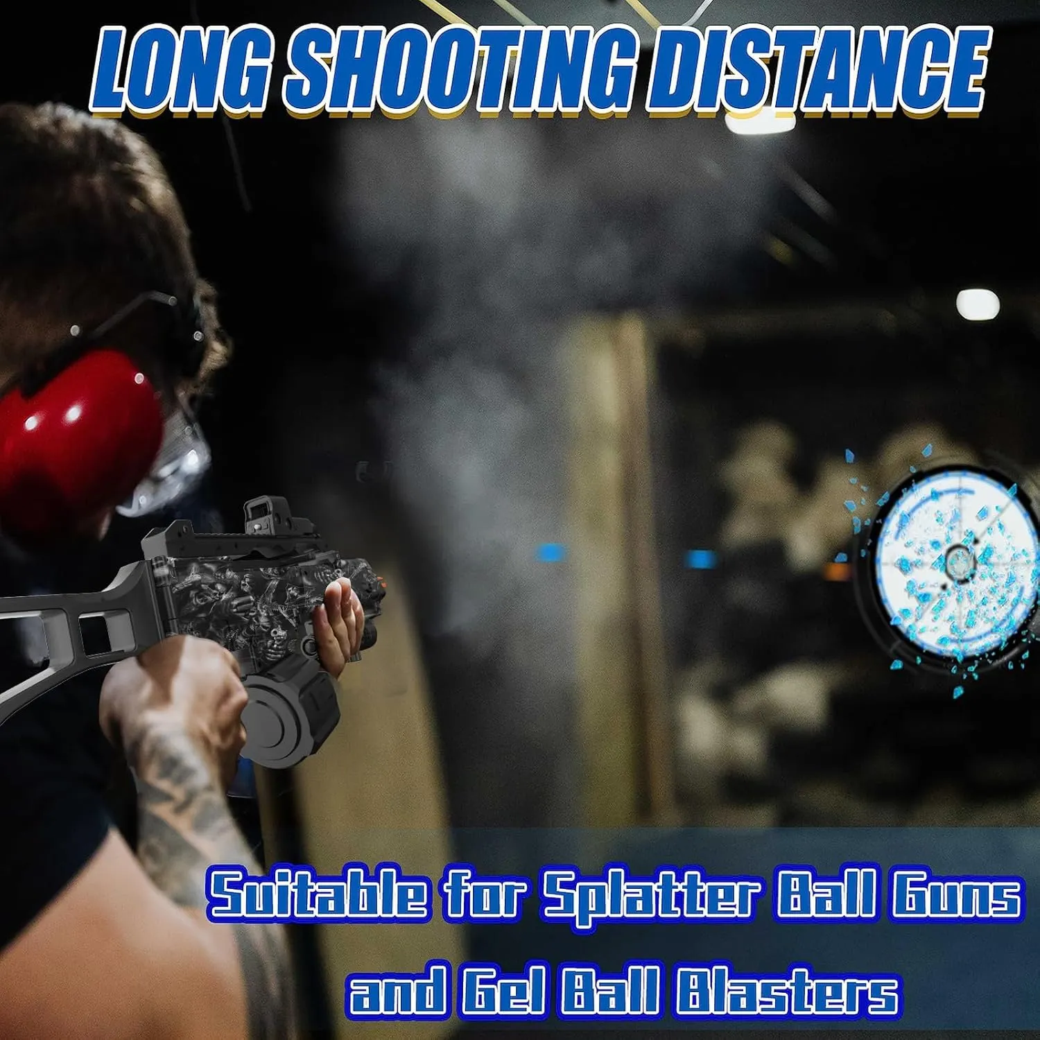 Electric Gel Ball Blaster, High Speed Automatic Splatter Ball Blaster with 45000  and Goggles, JIFTOK Rechargeable Splatter Ball Toys for Outdoor Activities Shooting Game Party Favors -Black