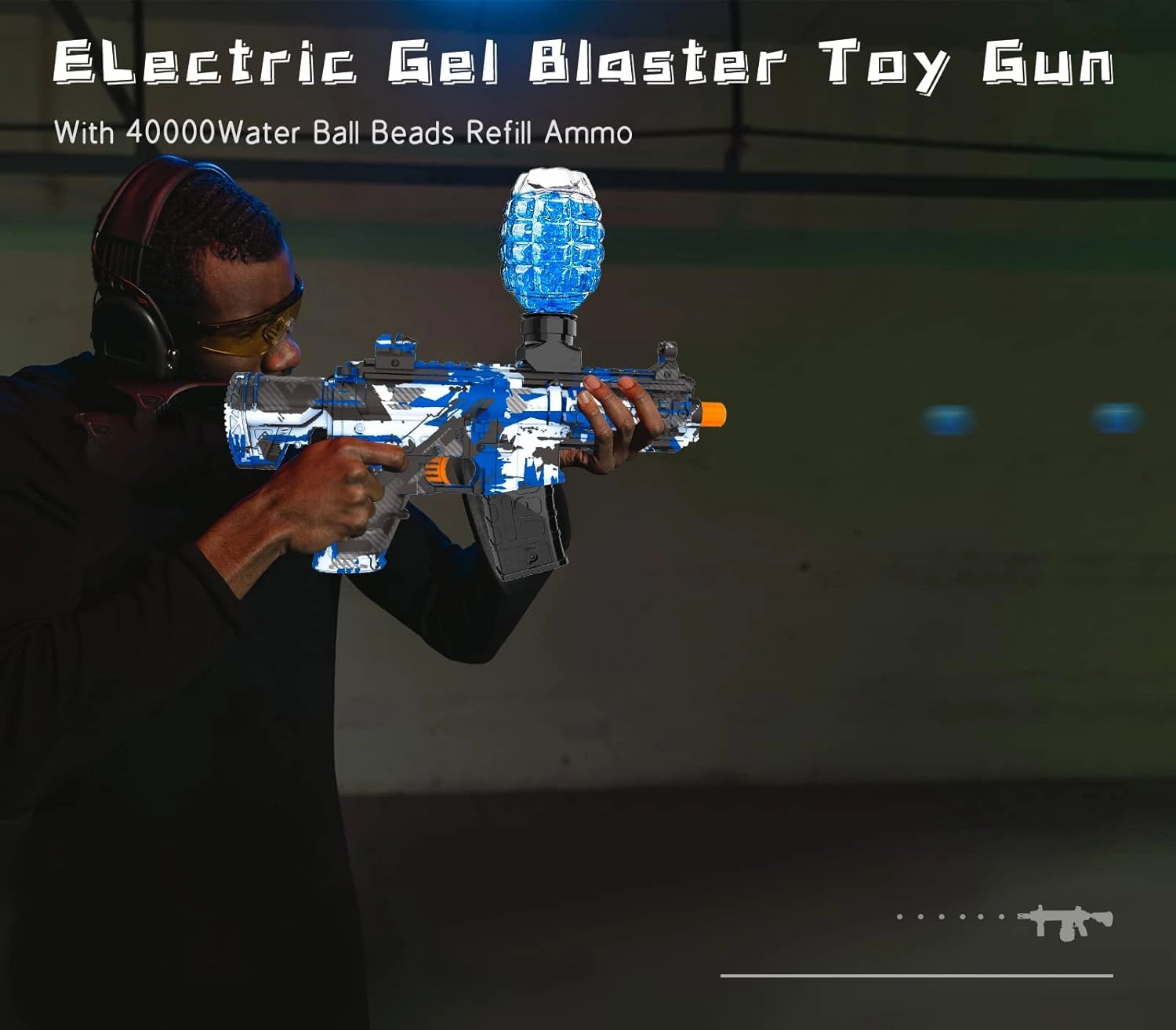 Electric Gel Ball Blaster, High Speed Automatic Splatter Ball Blaster with 40000  and Goggles, JIFTOK Rechargeable Splatter Ball Toys for Outdoor Activities Shooting Game Party Favors-Blue